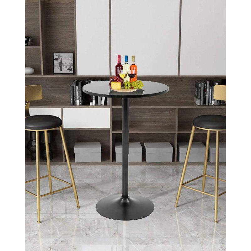 FDW Modern Round Pub Hydraulic Dining Room Home Kitchen Bar Top Tall Table, Black