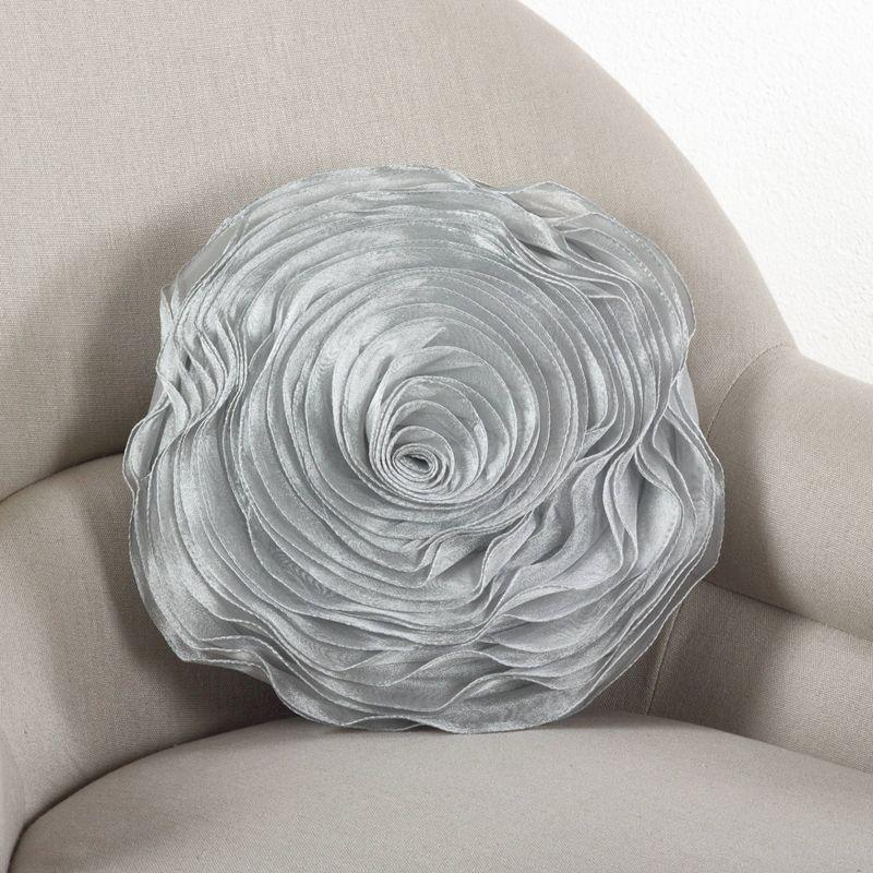 13"x13" Rose Design Poly Filled Square Throw Pillow - Saro Lifestyle