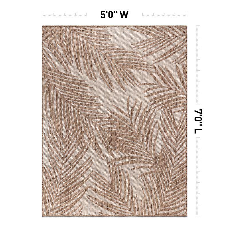 World Rug Gallery Contemporary Distressed Leaves Textured Flat Weave Indoor/Outdoor Area Rug