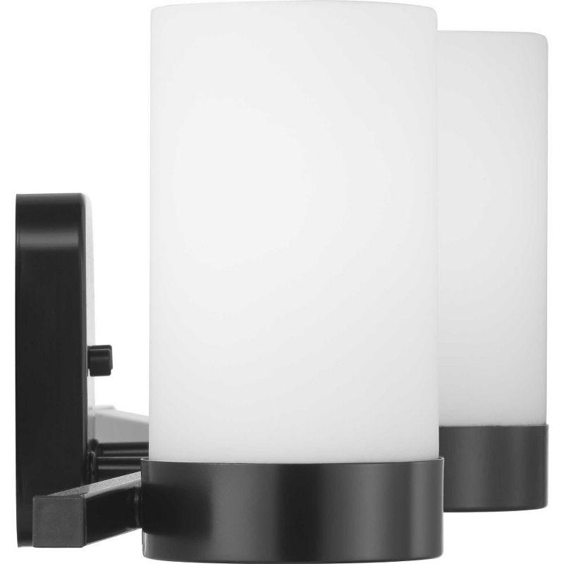 Progress Lighting Elevate 3-Light Bath Vanity in Matte Black with Etched White Glass Shade