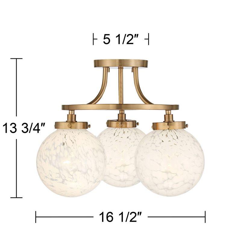 Aged Brass and Art Glass 19" Modern Ceiling Light