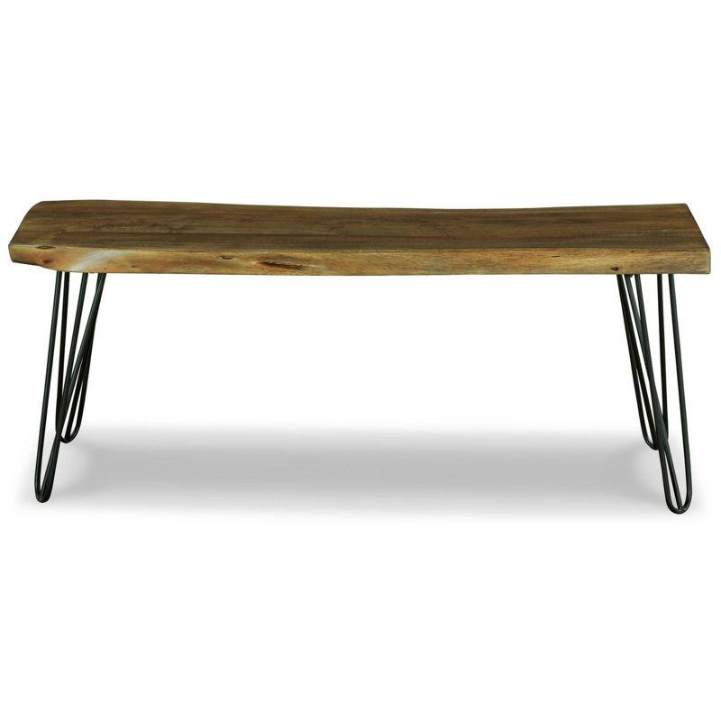 Haileeten 45'' Black/Brown Solid Wood Bench with Hairpin Legs