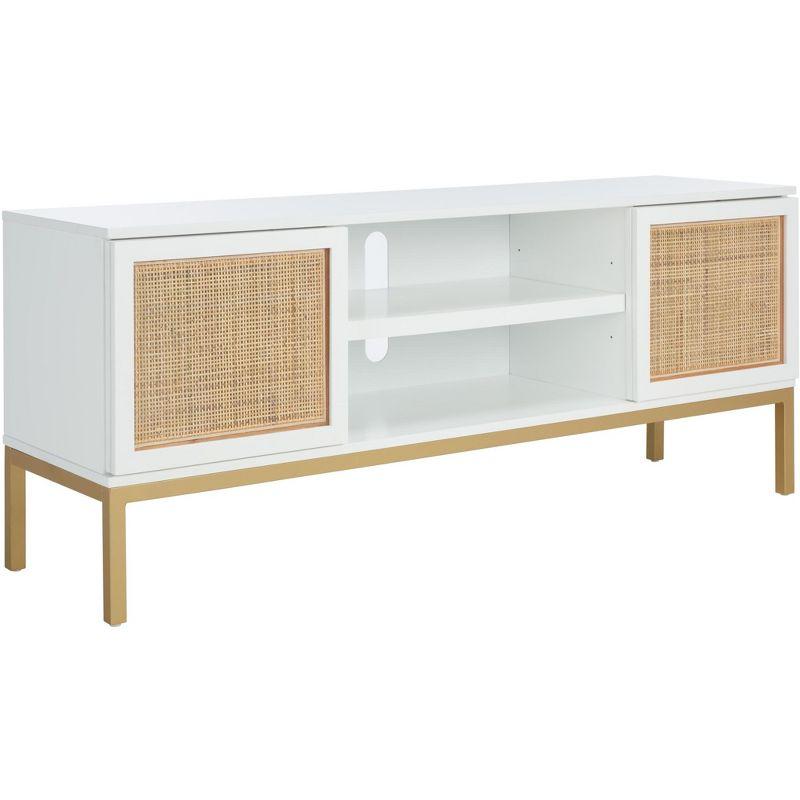 Zadie 2 Shelf Rattan Media Stand - MED5009 - White/Gold - Safavieh
