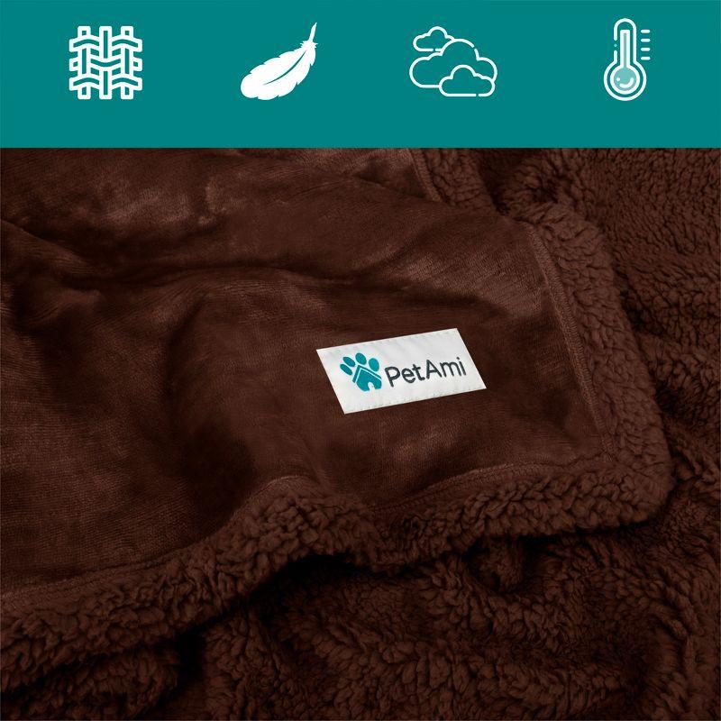 PetAmi Waterproof Dog Blanket for Bed Couch Sofa Cover, Reversible Faux Shearling Fleece Pet Throw (Brown/Brown Faux Shearling, Medium 29 x 40 Inches)