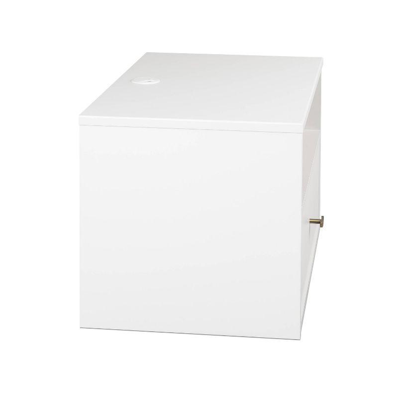 Prepac Floating 1 Drawer Nightstand with Open Shelf White: Modern Wall-Mounted Bedside Furniture with Cable Management & Metal Glides