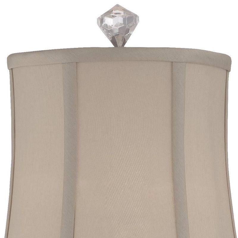 Vienna 27'' Chrome Finish Crystal Column Console Table Lamp with Taupe Bell Shade