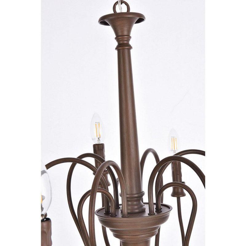 Elegant Lighting Flynx 9 lights pendant in weathered oak