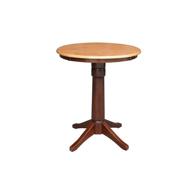 30" Round Cinnamon and Espresso Wood Pedestal Dining Table