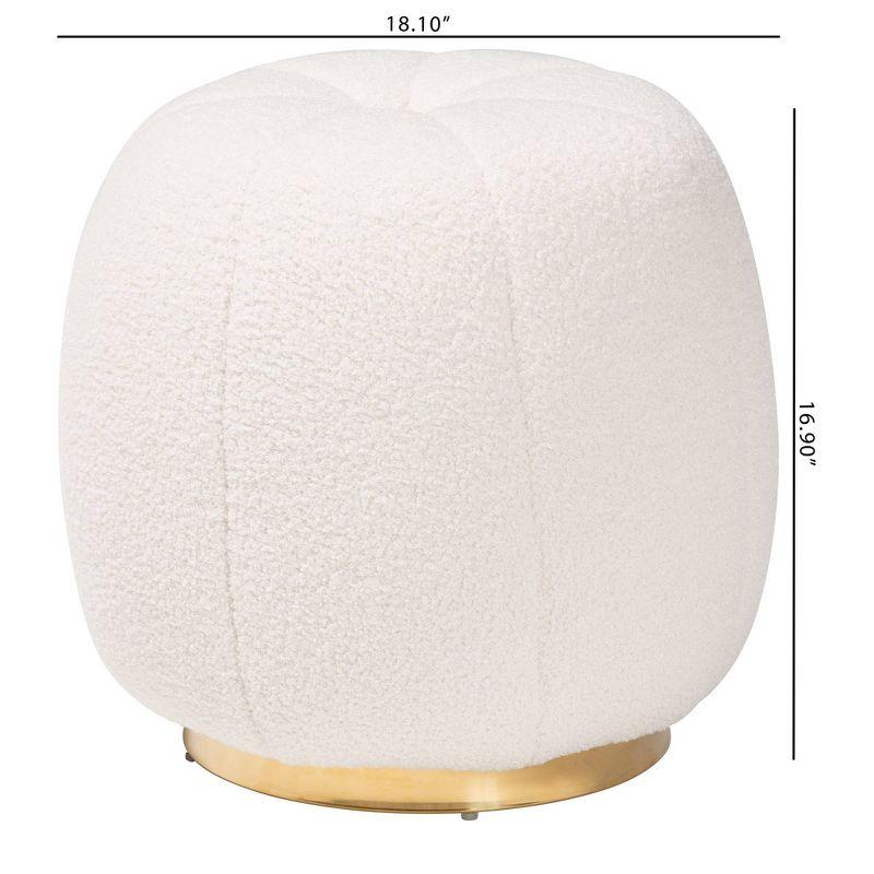 Raelynn Boucle Upholstered and Metal Ottoman Ivory - Baxton Studio