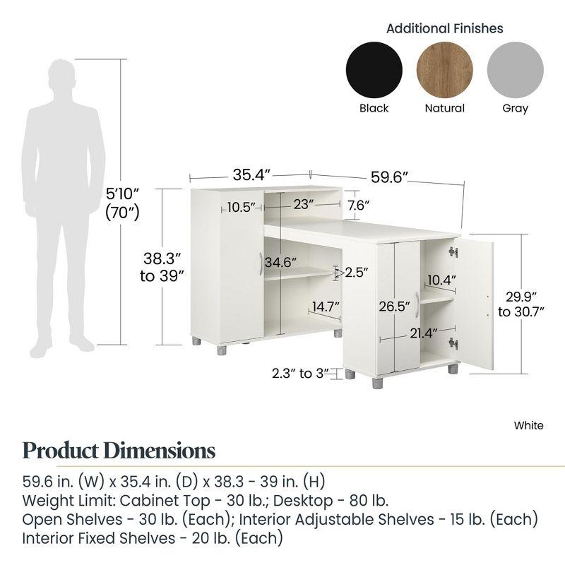 Natural Wood Craft Desk with Filing Cabinet and Storage