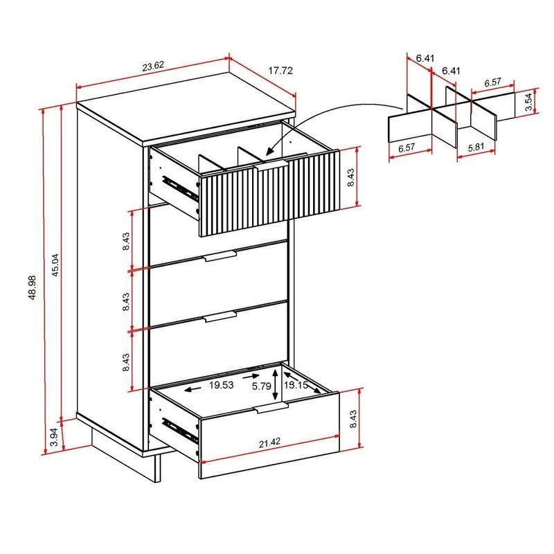 Granville Tall Modern 5 Drawer Dresser - Manhattan Comfort