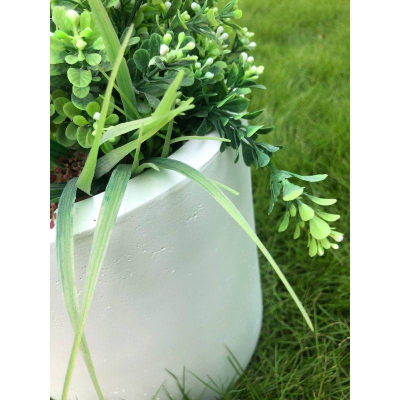 Set of 3 Modern Cylindrical Lightweight Concrete Outdoor Planters Pure White - Rosemead Home & Garden, Inc.