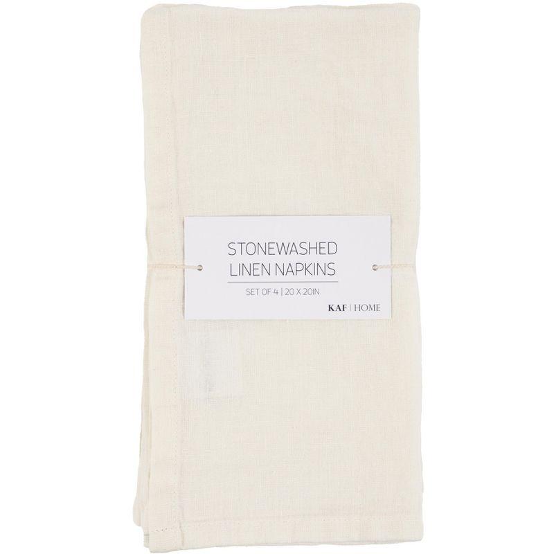 Ivory Stone Washed Linen Napkins Set of 4