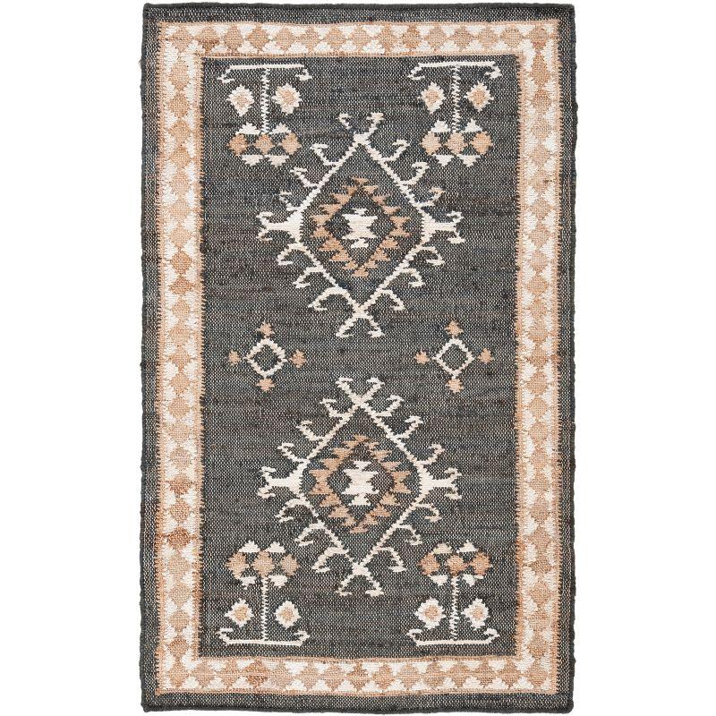 Kilim KLM762 Hand Woven Accent Rug - Black/Ivory - 2'3"x5' - Safavieh.