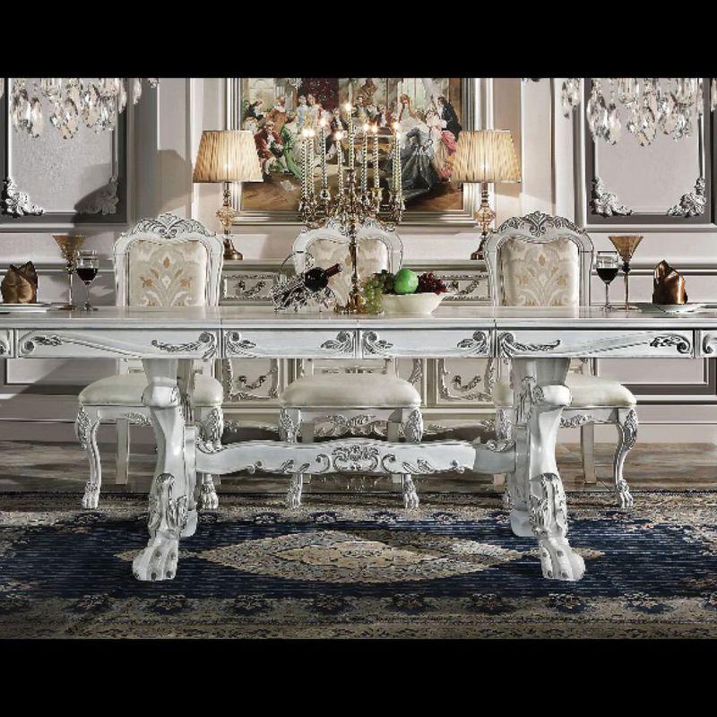 Bone White Extendable Rectangular Wood Dining Table