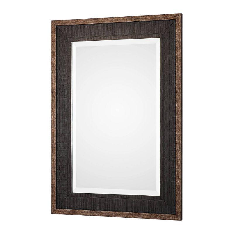 Uttermost Rectangular Vanity Accent Wall Mirror Rustic Beveled Black Aged Bronze Wood Frame 30" Wide for Bathroom Bedroom Home