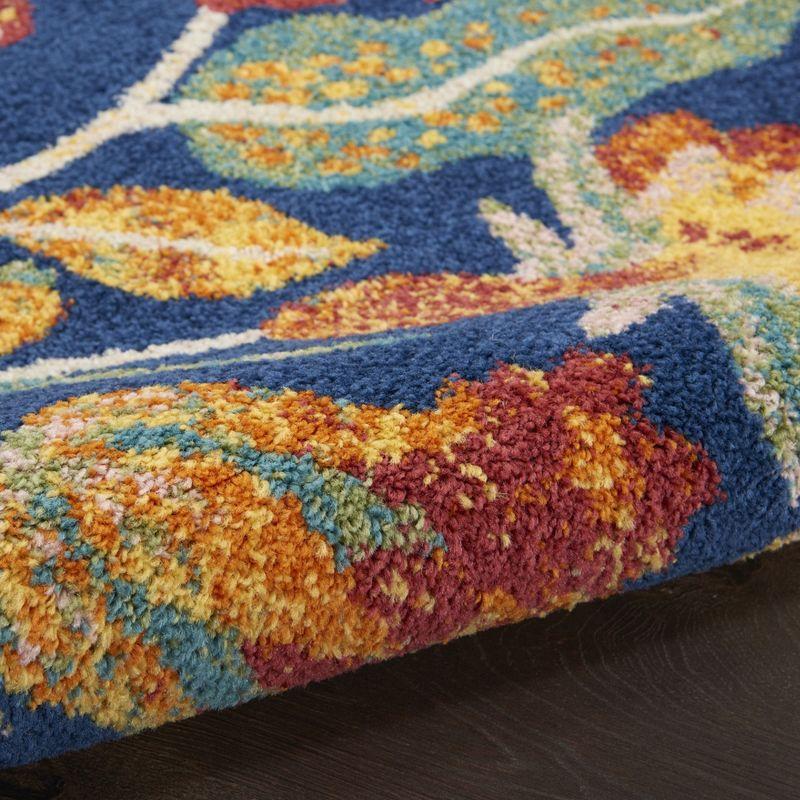 Navy Multicolor Floral 5' x 7' Synthetic Area Rug