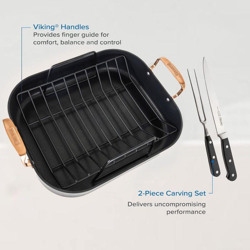 Viking Hard-Anodized Non-Stick 16" Roaster with Rack and Carving Set