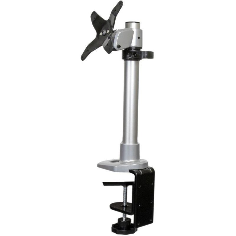 Adjustable Silver and Black Steel Monitor Desk Mount with Riser