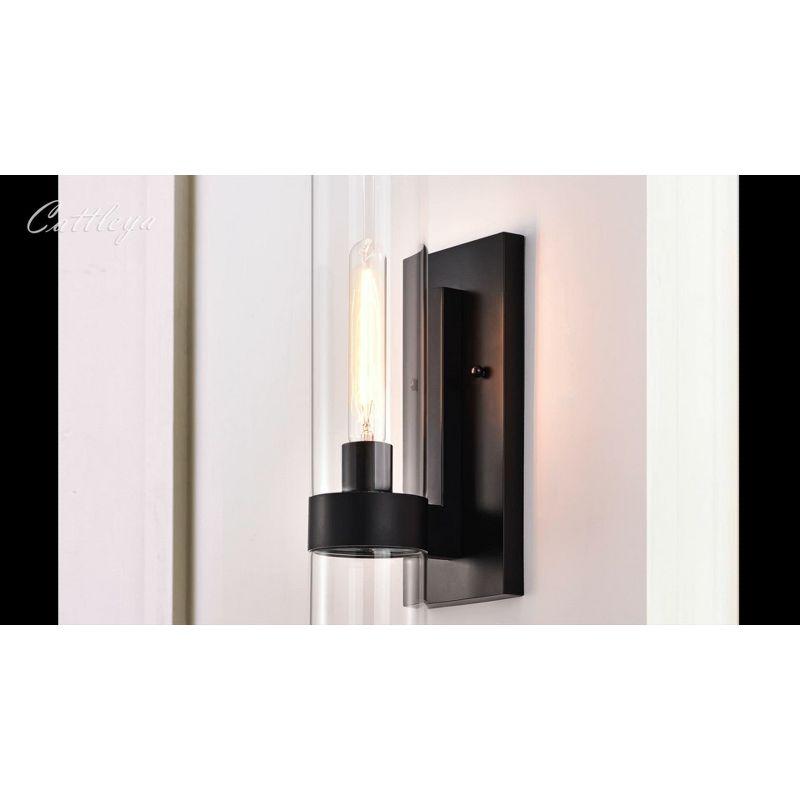 C Cattleya 1 Light Black Wall Sconce, Cylinder Glass Shade