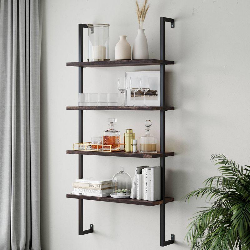 73" Wood Ladder Bookshelf with Storage - Nathan James