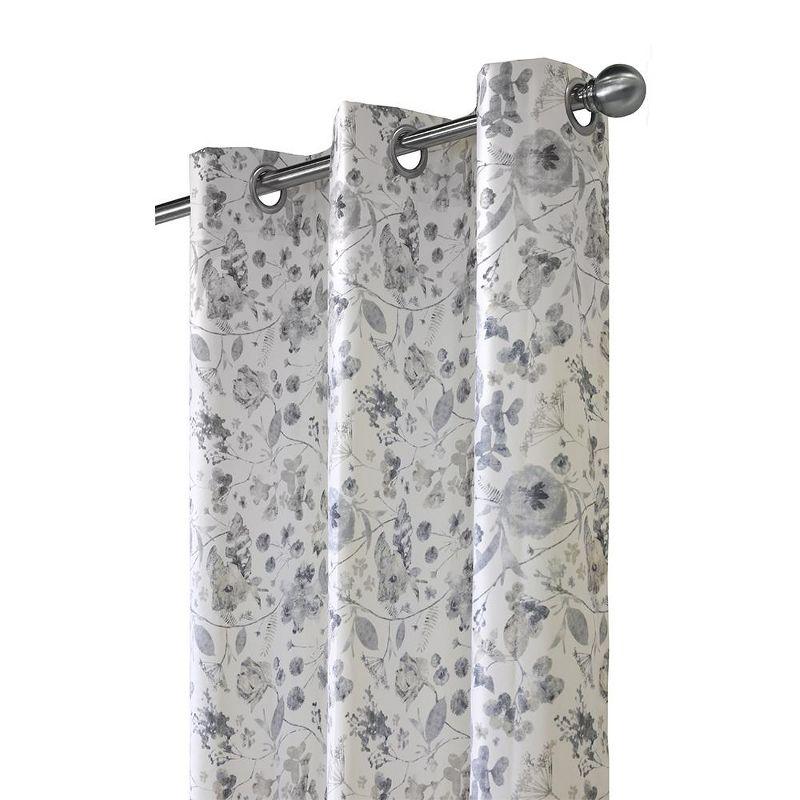 Thermaplus Flora Blackout Grommet Privacy Sound Dampening Curtain Panel for Livingroom Bedroom Silver