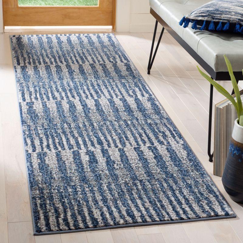 Celestial Charm Navy & Light Grey Synthetic Runner Rug - 26" x 8"