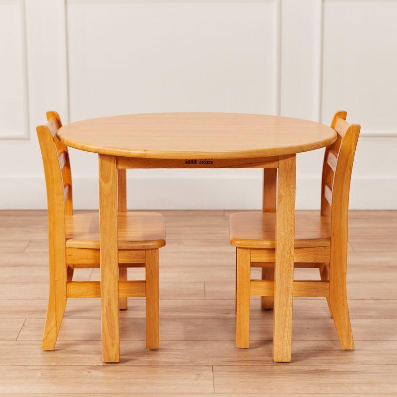 ECR4Kids 30in D Round Hardwood Table and Chair Set, 12in Seat Height, Kids Furniture