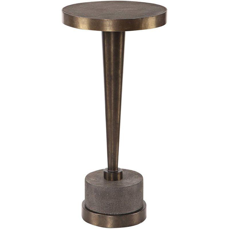 Uttermost Industrial Oxidized Bronze Round Drink Table 10 1/2" Wide Brown Gray Living Room Bedroom Bedside Entryway House Office