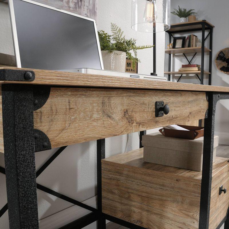 Milled Mesquite Industrial Wood and Black Metal Desk with Drawer