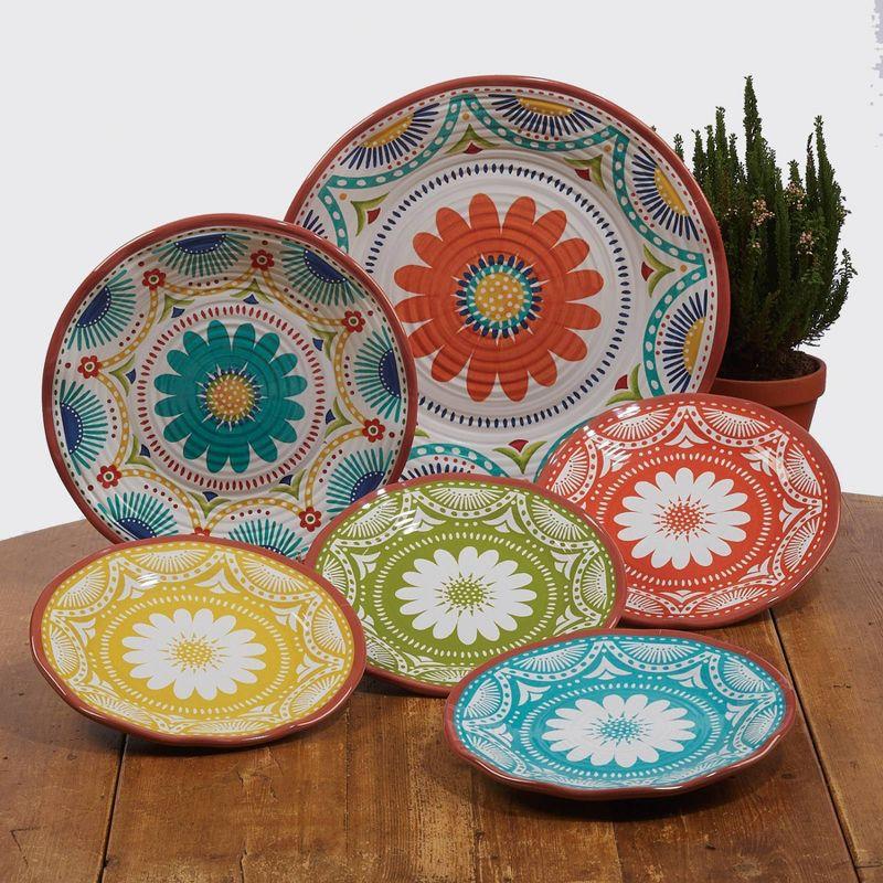 Vera Cruz 12-Piece Colorful Melamine Dinnerware Set