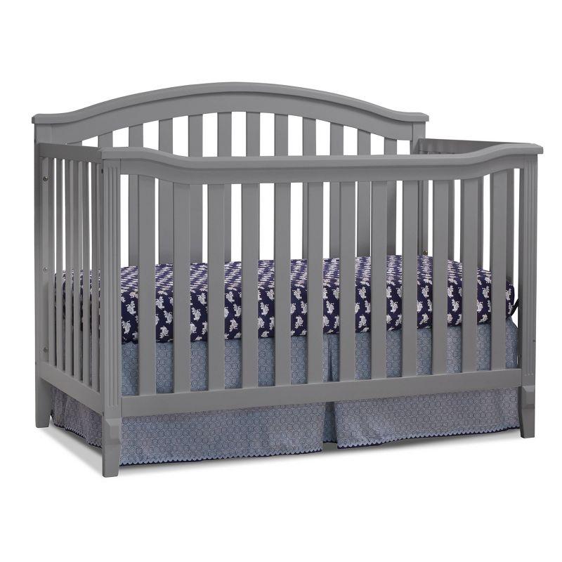 Gray Pine Wood 4-in-1 Convertible Crib with Arched Headboard