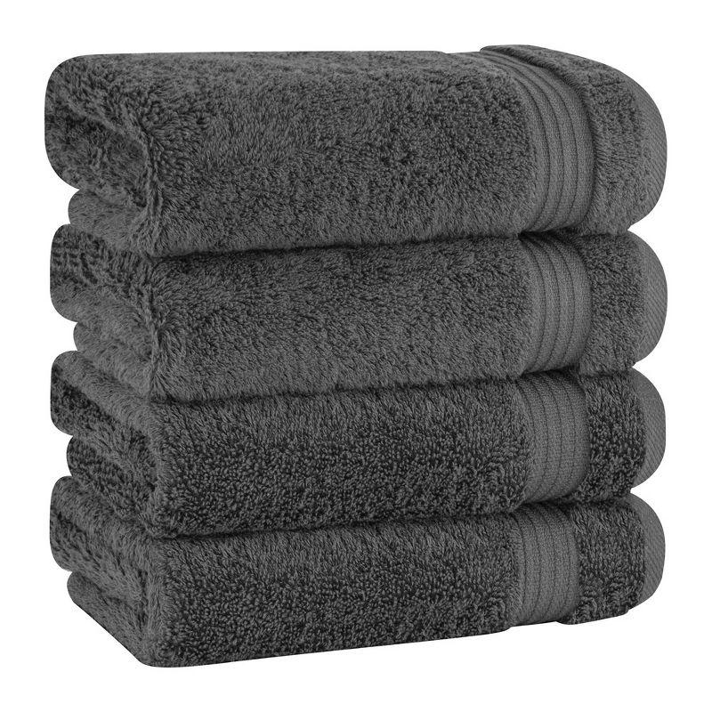 Dark Gray Turkish Cotton 4-Piece Hand Towel Set