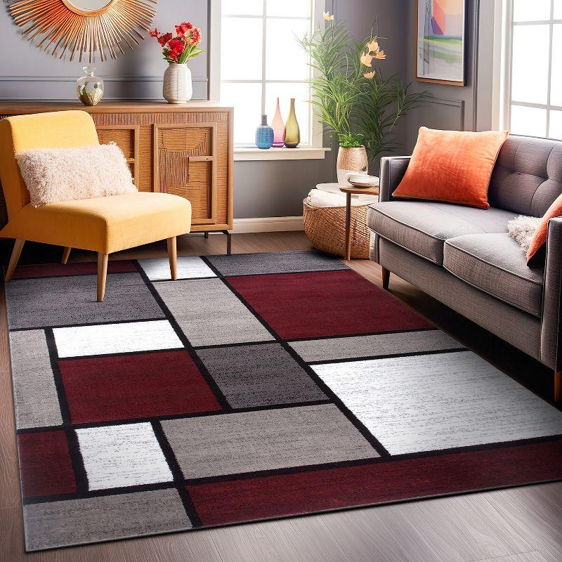 World Rug Gallery Contemporary Modern Boxed Color Block Area Rug