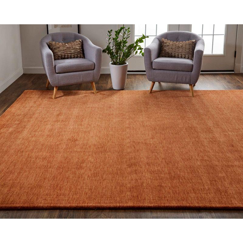 Handwoven Orange Wool Rectangular Area Rug 2' x 3'