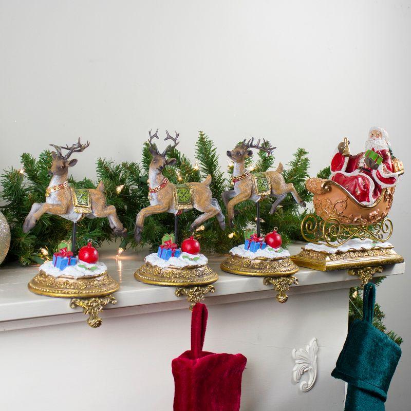 Northlight Santa and Reindeer Christmas Stocking Holders - 9.5" - Set of 4