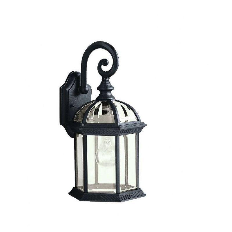 Black Cast Aluminum 15.5" Lantern Wall Sconce with Clear Glass