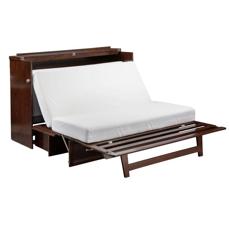 Queen Deerfield Murphy Bed Chest with Charging Station Walnut - AFI: Space-Saving Design, No Box Spring Needed