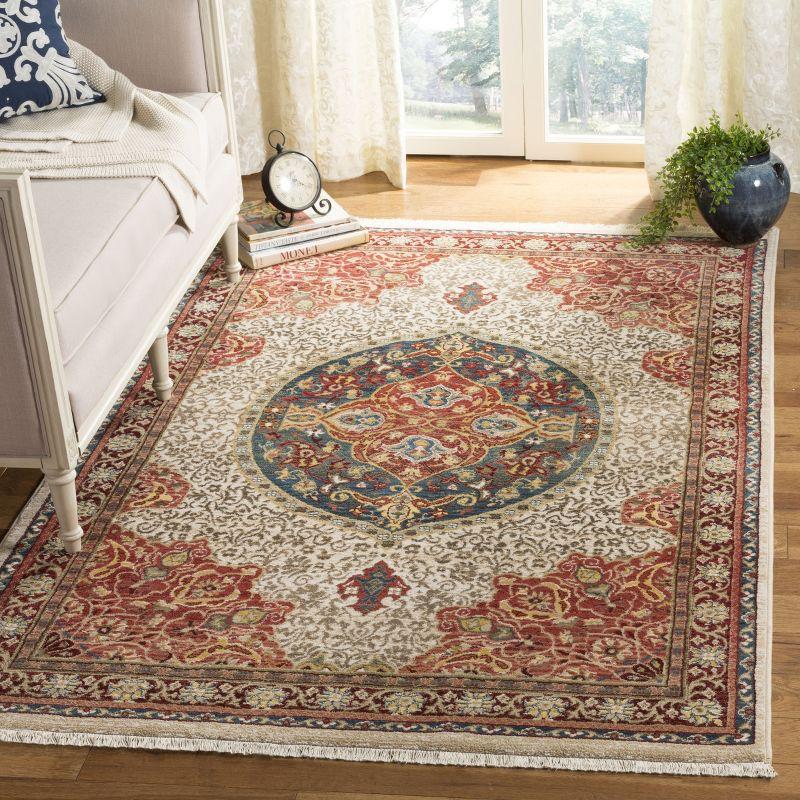 Kashan KSN302 Power Loomed Area Rug - Ivory/Red - 5'1"x7'5" - Safavieh