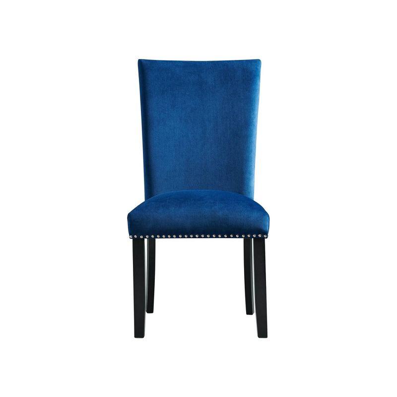 Francesca Transitional Glam Blue Velvet Upholstered Side Chair Set