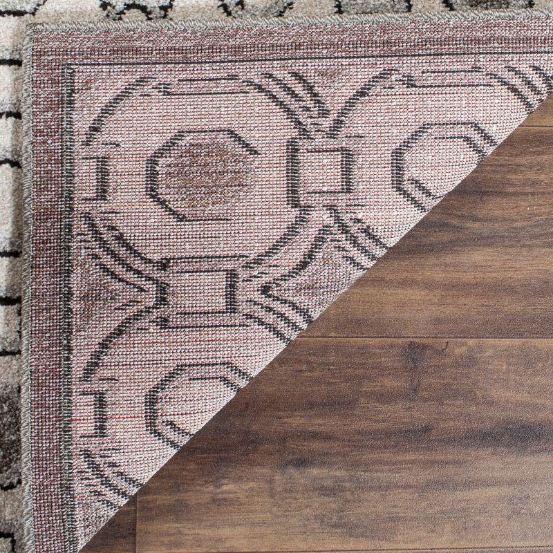 Ivory and Grey Geometric Indoor-Outdoor Square Rug