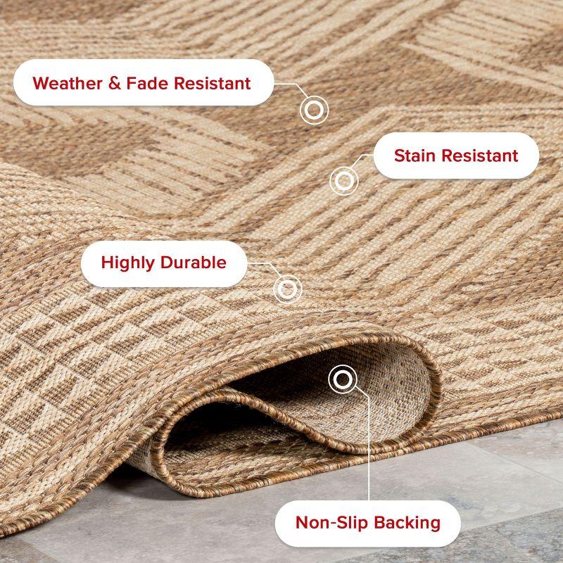 nuLOOM 10' x 12' Outdoor Geometric Area Rug, Stain Resistant, Weather Resistant, High Traffic, Patio, Balcony, Outside, Ranya Light Brown