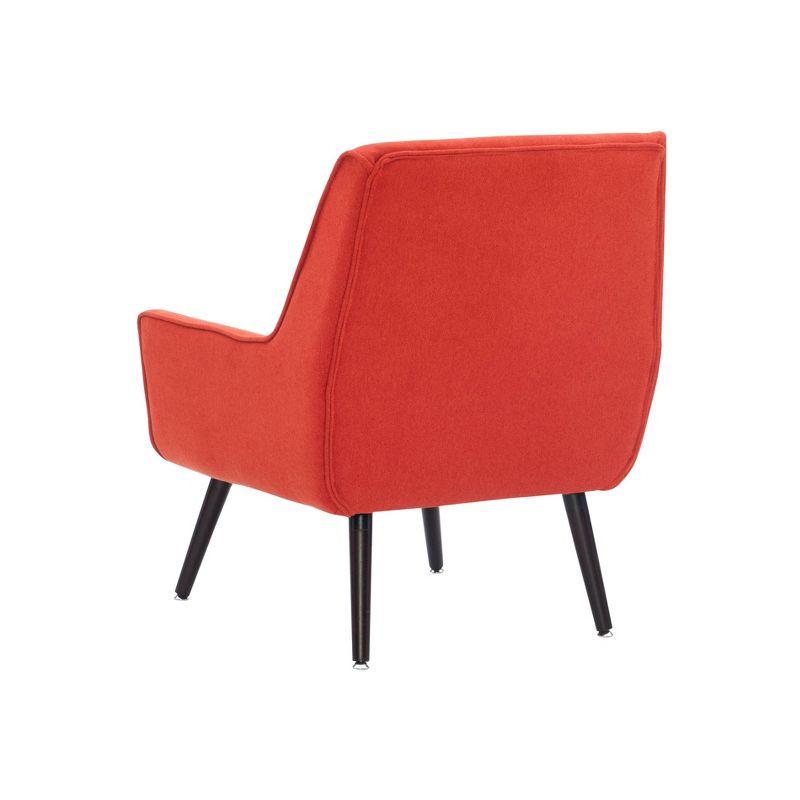 Trelis Mid-Century Modern Retro Style Accent Chair Red - Linon: Upholstered, Rubberwood Legs, Foam Cushion