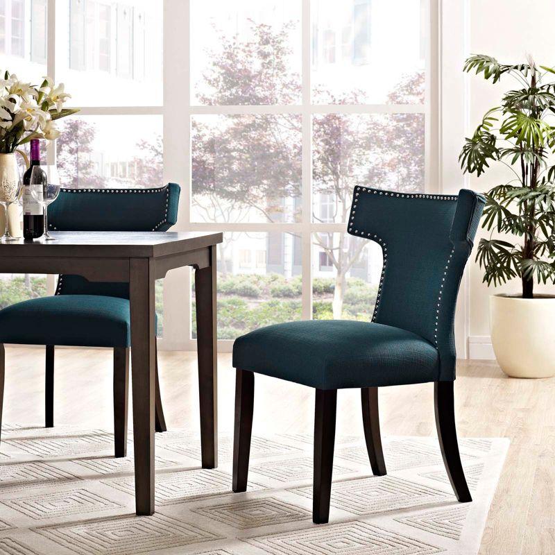 Azure Upholstered Parsons Side Chair with Black Wood Legs