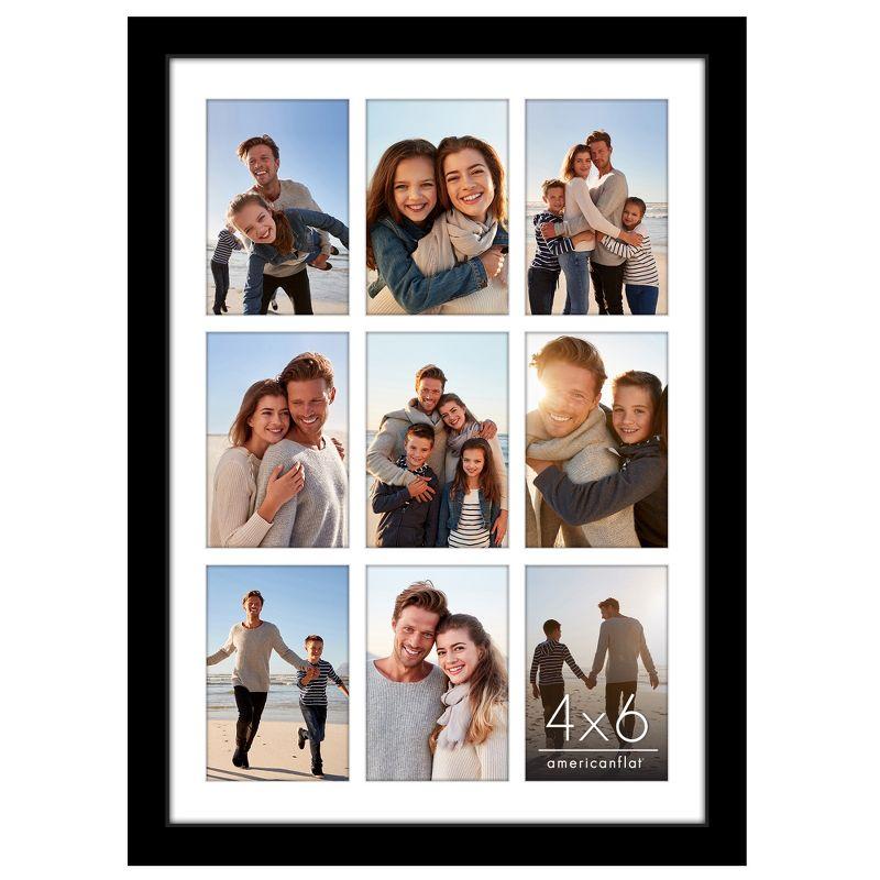 Americanflat 14x20 Collage Picture Frame - Fits Nine 4x6 Photos or One 14x20 Photo - Black
