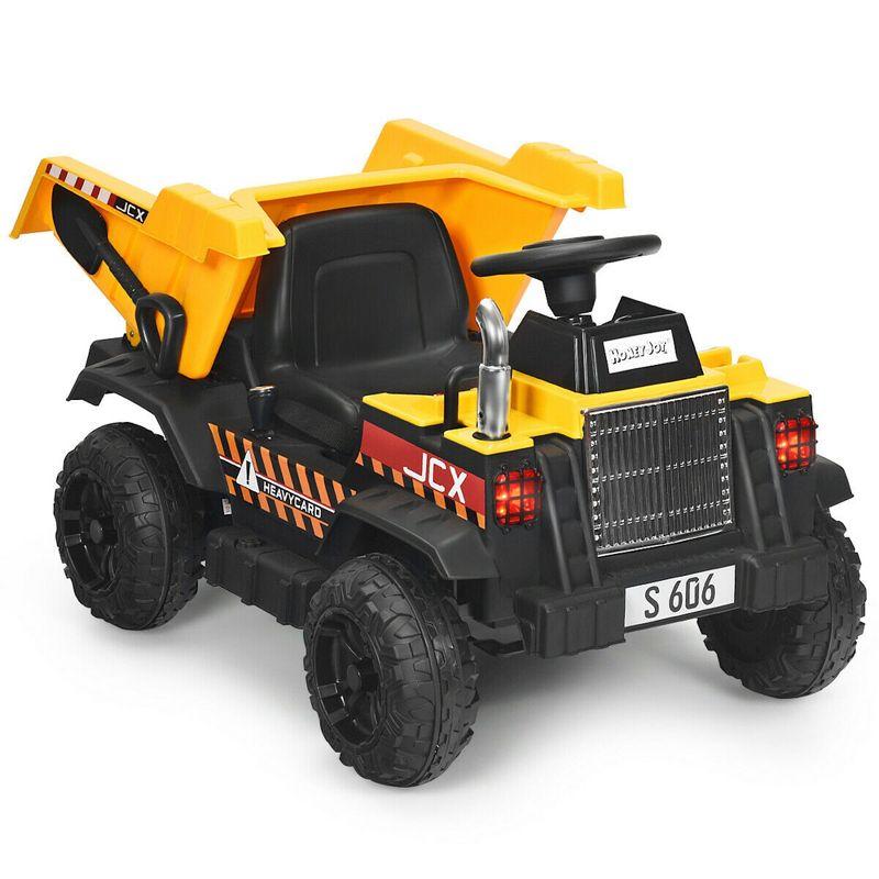 12V Yellow and Black Kids Ride-On Dump Truck with Remote Control