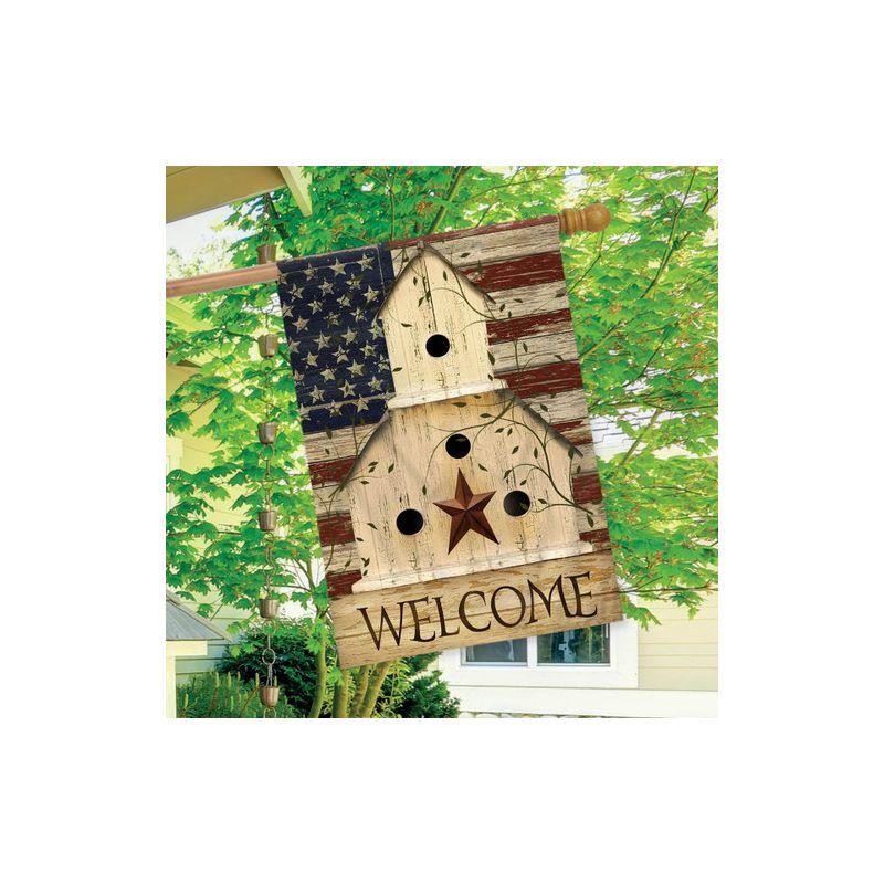 Americana Welcome House Flag Primitive Patriotic 28" x 40" Briarwood Lane