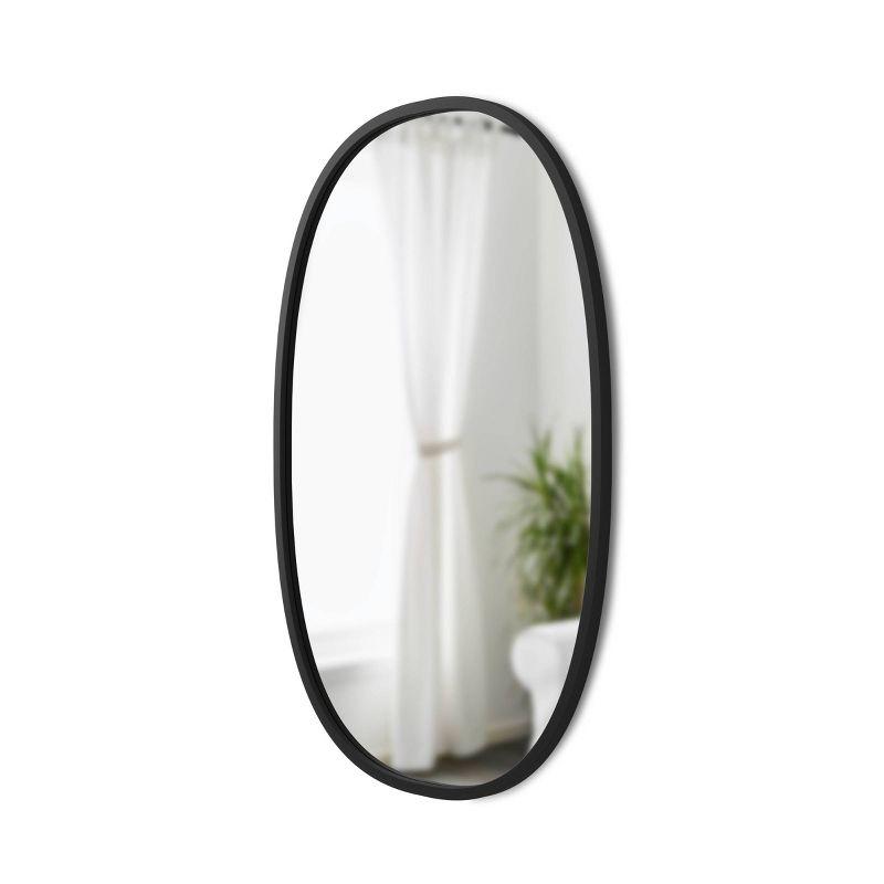 Modern Industrial Hub Oval Wall Mirror with Black Rubber Rim