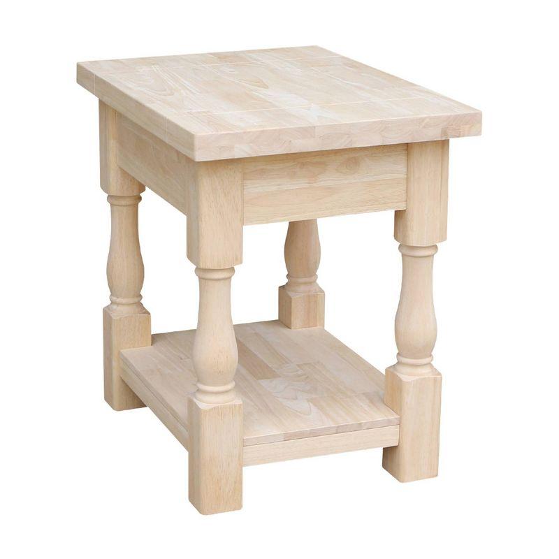 Tuscan End Table - Unfinished - International Concepts: Square Hardwood Accent Table, Spot Clean, No Tools