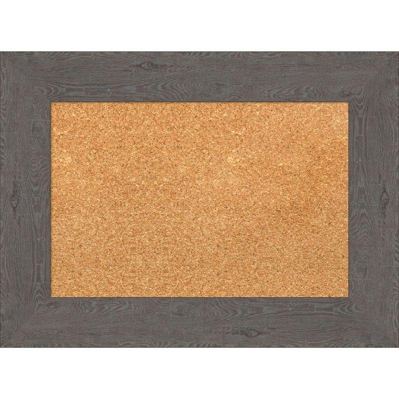 Rustic Plank Grey Framed Natural Cork Bulletin Board, 23" x 17"